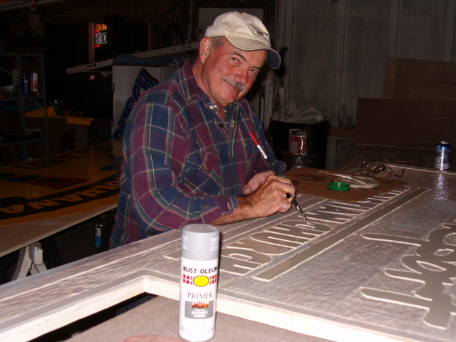 Gary Cowan Sr.  Hard at work on another wood masterpiece